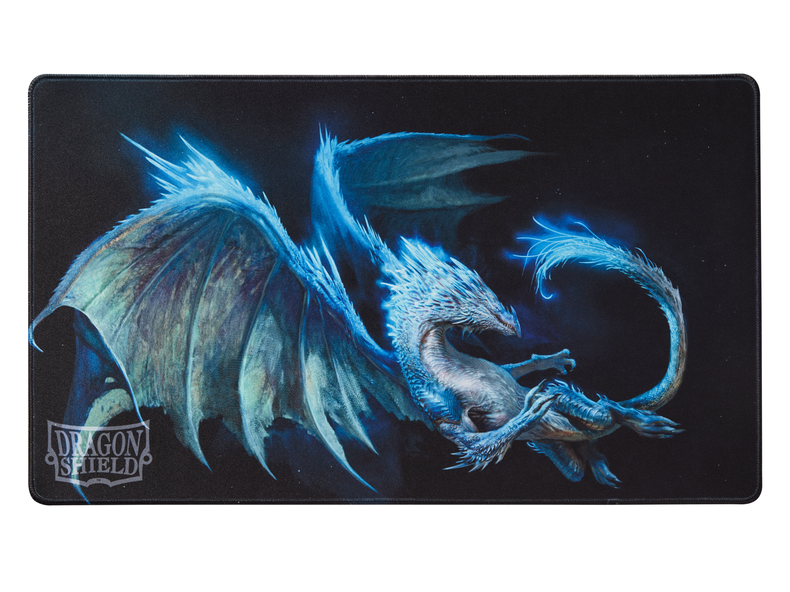 A blue ice dragon TCG playmat. Brand: Dragon Shield, Item: Botan - TCG Playmat.