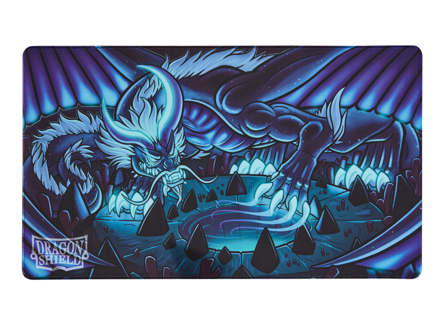 A blue and purple illustrated Dragon Shield TCG Playmat featuring Delphion.