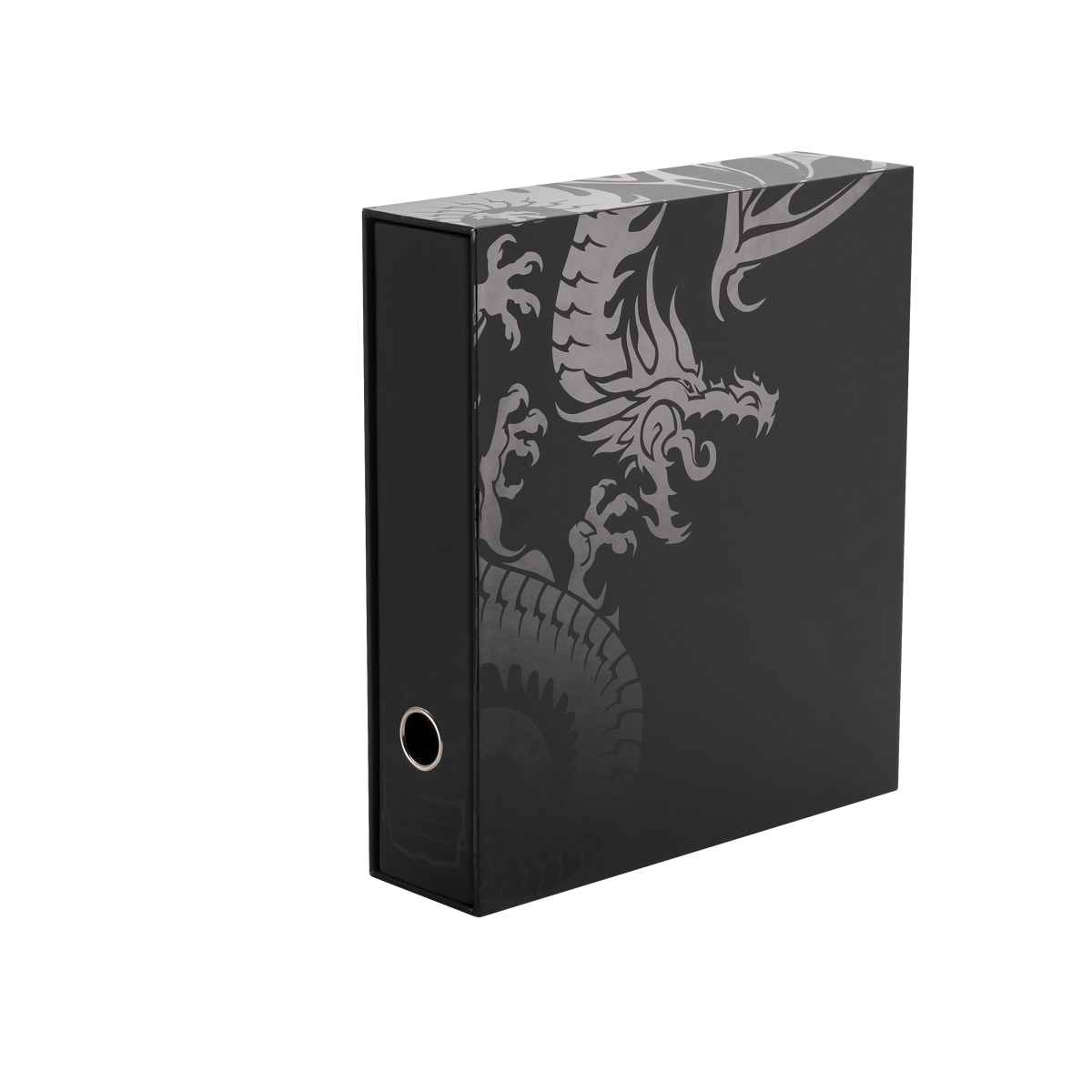 A black Sanctuary Slipcase Binder with a dragon design. Brand: Dragon Shield (Dev), Item: Sanctuary Slipcase Binder - Black.