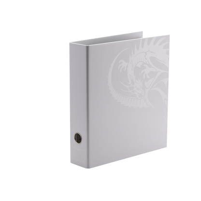 A white slipcase binder with a dragon design. Brand: Unknown, Item: Sanctuary Slipcase Binder - White.