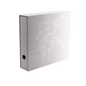 A white Dragon Shield Sanctuary 4-Ring Binder with a decorative pattern.