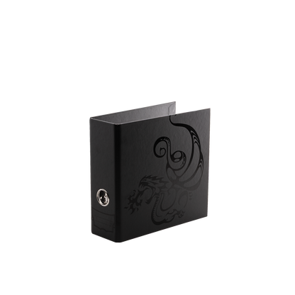 A black slipcase 2-ring binder with a dragon design. Brand: Sanctuary, Item: Slipcase 2-Ring Binder - Black.