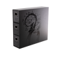 A black Dragon Shield Fortress 3-Card Drawers Vertical storage box with a dragon design.