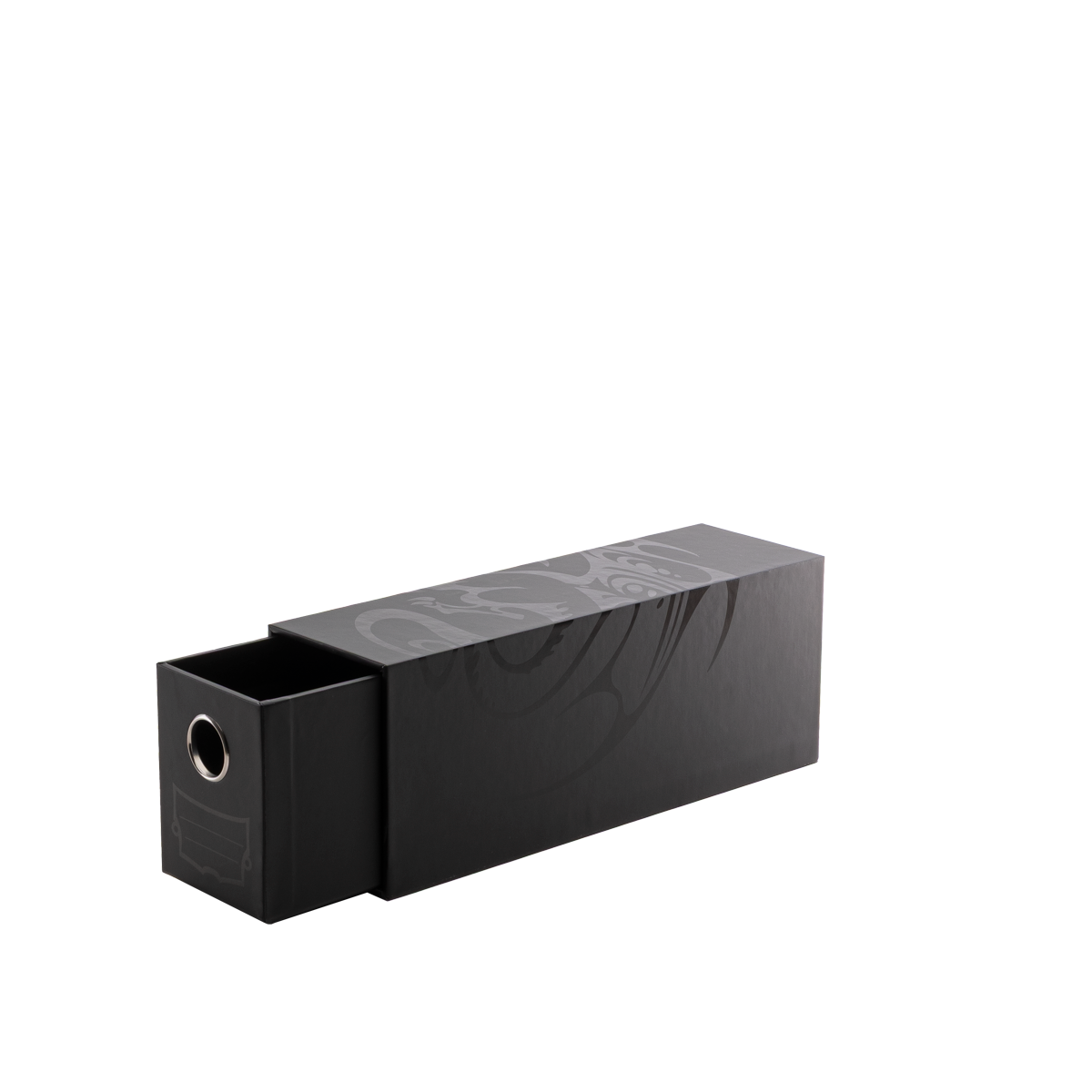 A Black Fortress 1-Card Drawer Deck Box. Brand: Fortress, Item: 1-Card Drawer - Black.