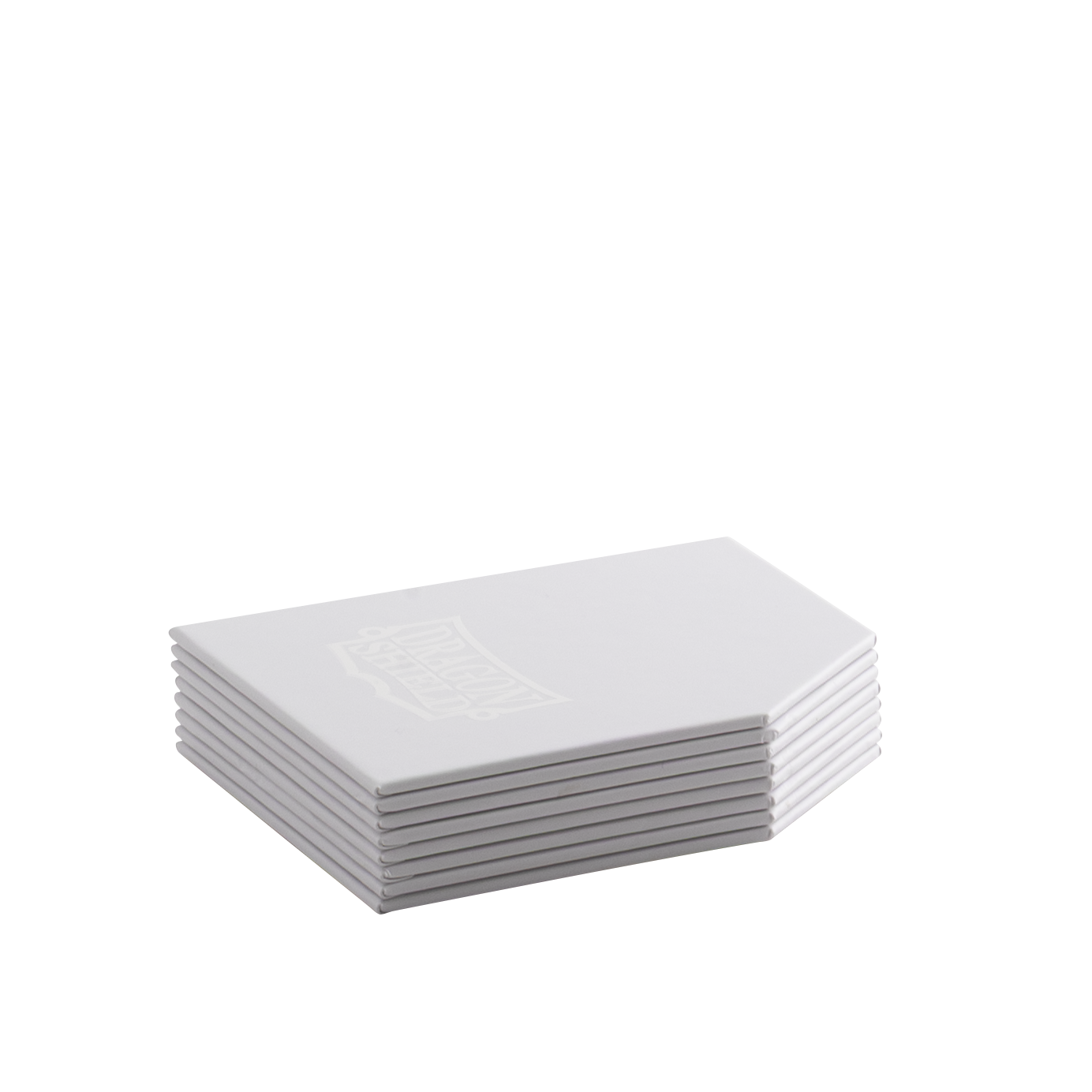 A white stack of Dragon Shield card dividers. Brand: Dragon Shield, Item: Fortress - 8 Card Dividers - White.