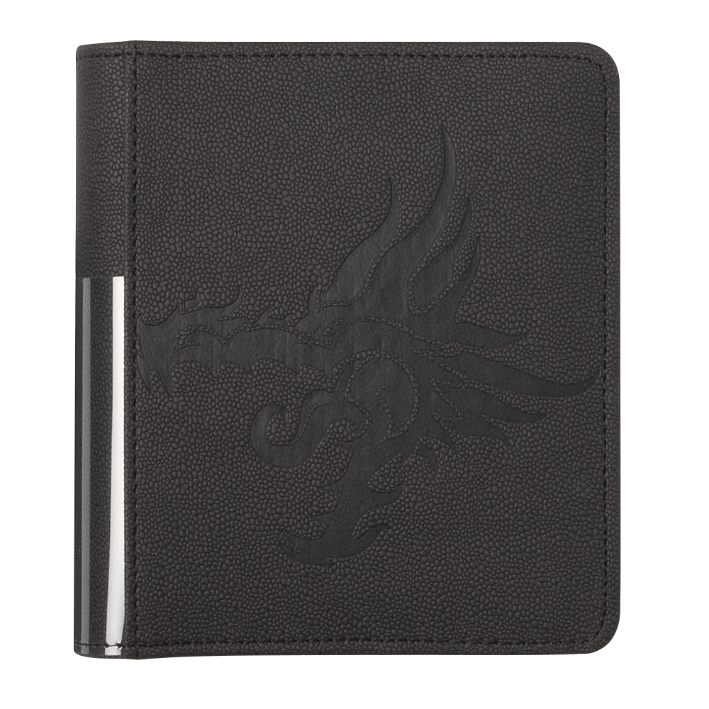A black Dragon Shield Card Codex Portfolio 80 with a dragon embossed design.