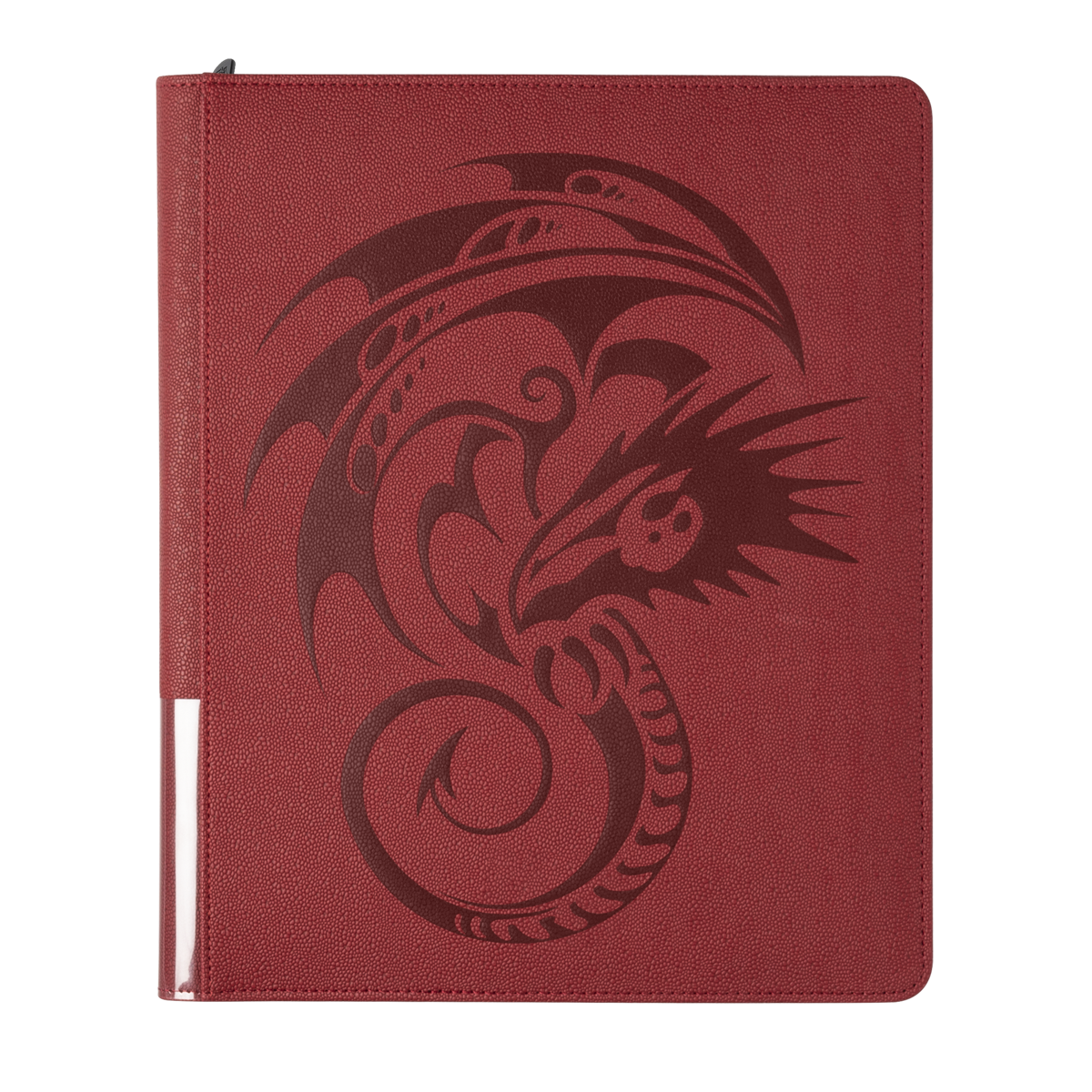 A Blood Red Card Codex Zipster Binder with a Dragon design. Brand: Dragon Shield (Dev), Item: Card Codex Zipster Binder - Regular - Blood Red.