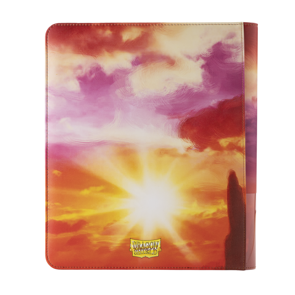 A vibrant sunset-themed Dragon Shield Card Codex Zipster Binder. Brand: Dragon Shield, Item: Wood Dragon 2024 - Card Codex Zipster Binder - Regular.