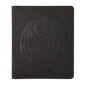 A black leather-look Card Codex Portfolio 360 with an embossed dragon design. Brand: Dragon Shield (Dev), Item: Card Codex Portfolio 360 - Iron Grey.