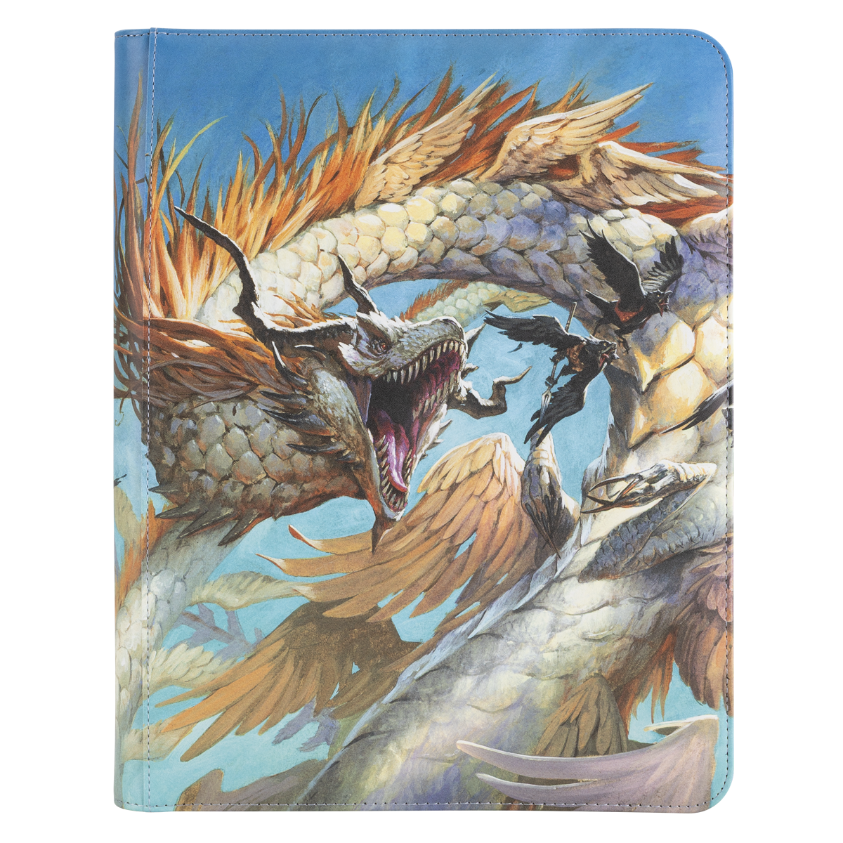 A blue Dragon Shield Signature Series - The Ejsingandr - Art Zipster 360 card binder featuring a detailed illustration of a dragon.