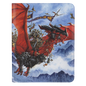 A red dragon with orcs riding it, flying through mountains. Brand: Dragon Shield (Dev), Item: Signature Series - The Raid - Art Zipster 360
