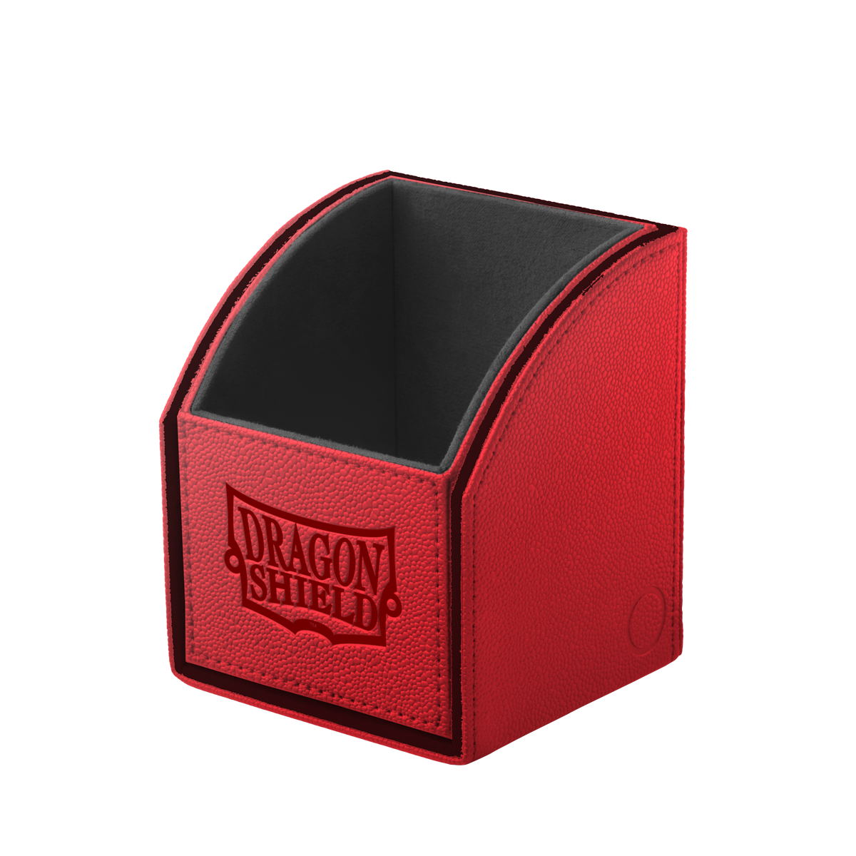 A Red/Black Nest 100 Deck Box. Brand: Dragon Shield, Item: Nest 100 - Red/Black.