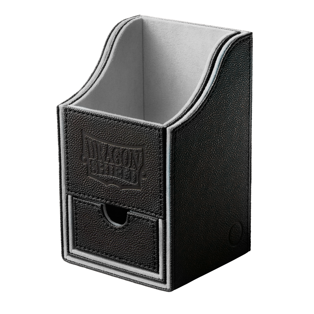A Black/Grey Deck Box. Brand: Dragon Shield, Item: Nest +100 - Black/Grey