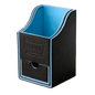 A black and blue Dragon Shield Nest +100 deck box with a drawer.