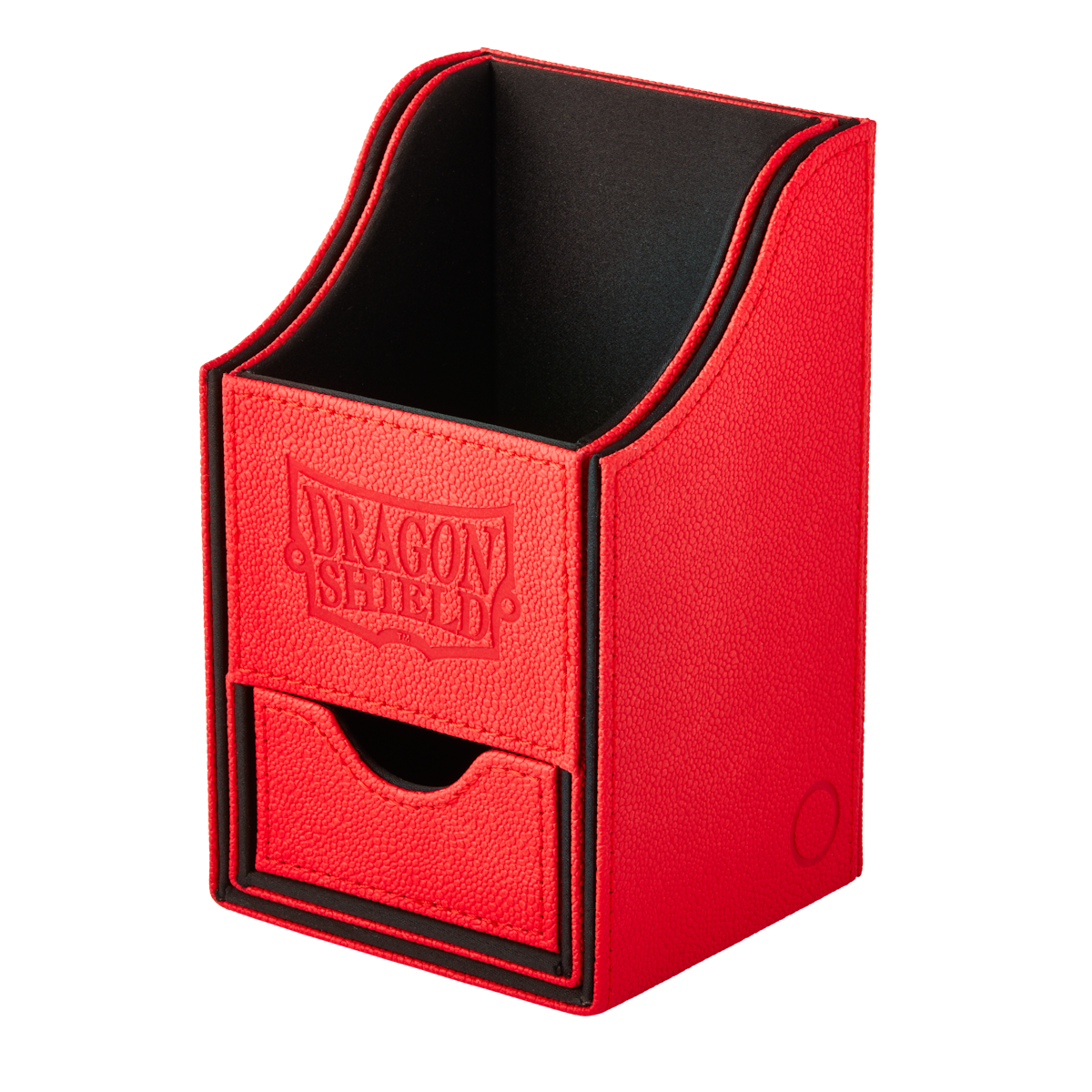 A Red/Black Nest +100 Deck Box. Brand: Dragon Shield, Item: Nest +100 - Red/Black