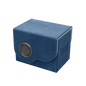 A blue and mint Dragon Shield deck box with a circular emblem on the front.