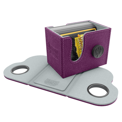 A purple and frost Dragon Shield deck box with a folding playmat. Brand: Dragon Shield, Item: Dragon Box 80+ Purple & Frost.