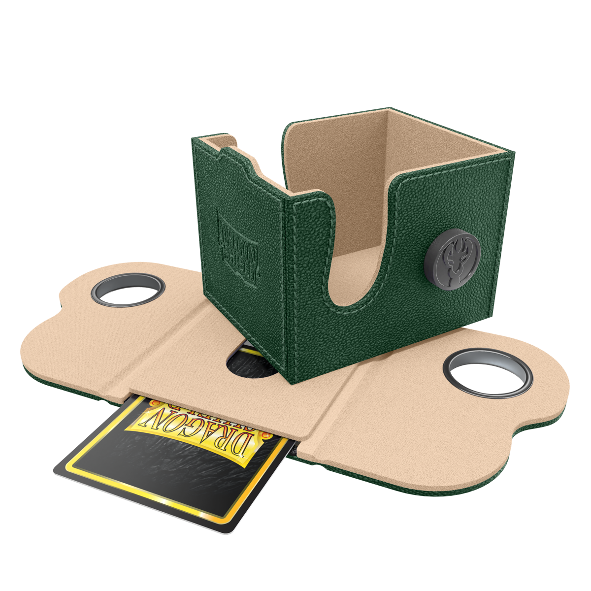 A Green and Sand Dragon Box 100+ Deck Box. Brand: Dragon Shield, Item: Dragon Box 100+ Green & Sand.
