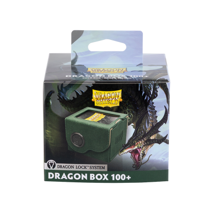 A Green Dragon Shield Dragon Box 100+ Deck Box. Brand: Dragon Shield, Item: Dragon Box 100+ Green & Sand.