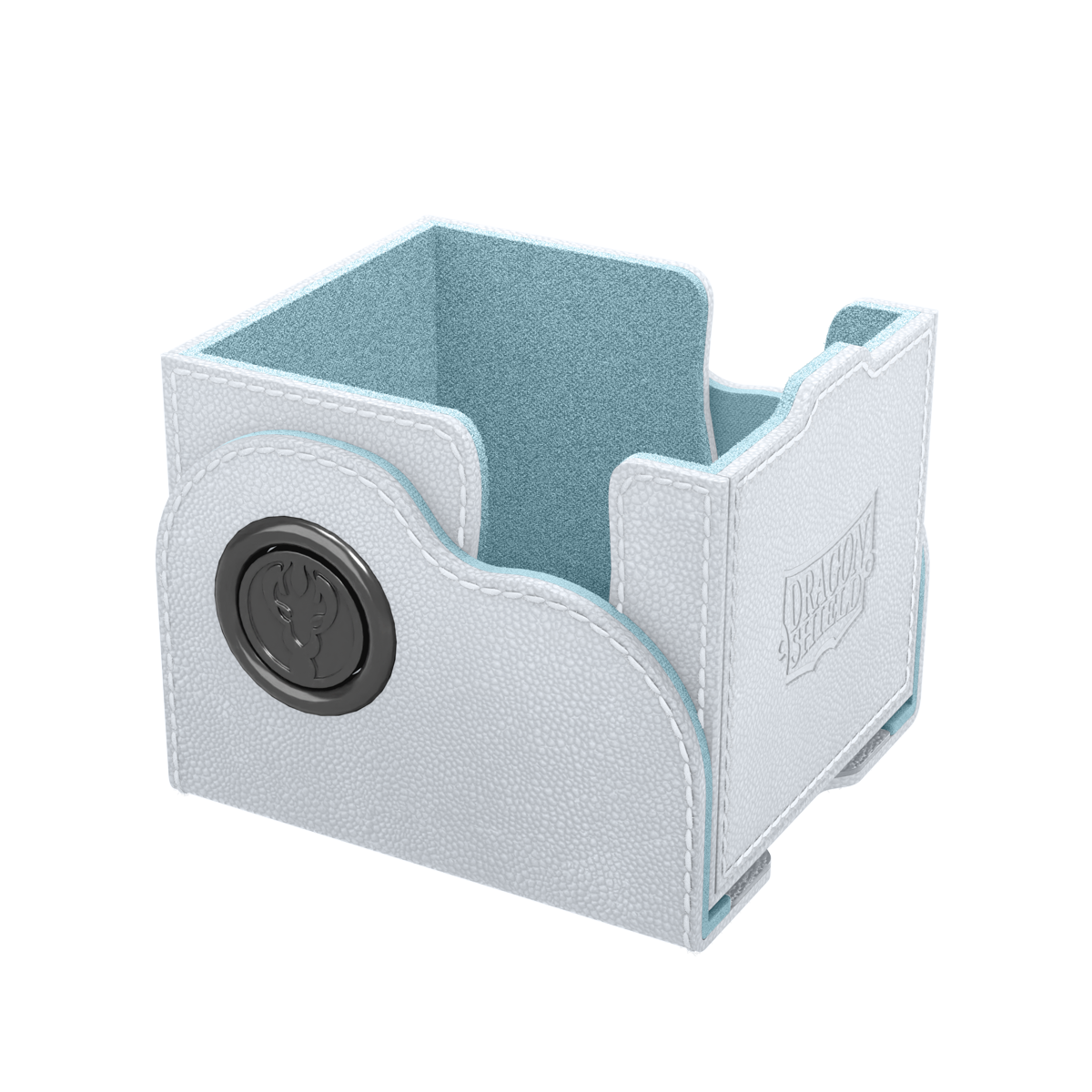 A White & Aqua Dragon Box 100+ Deck Box. Brand: Dragon Shield, Item: Dragon Box 100+ White & Aqua.