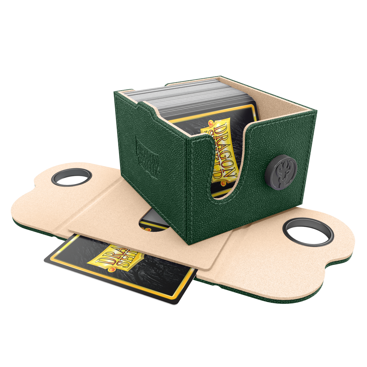 A Green and Sand Dragon Box 150+ Deck Box. Brand: Dragon Shield, Item: Dragon Box 150+ Green & Sand.