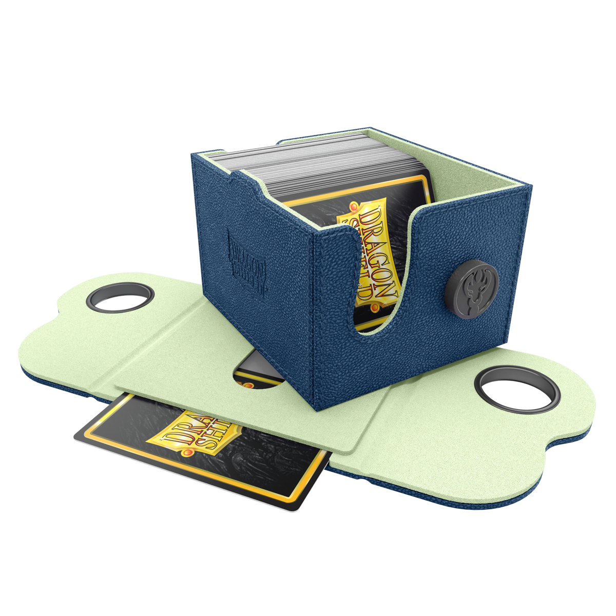 A blue and mint Dragon Box 150+ deck box. Brand: Dragon Shield, Item: Dragon Box 150+ Blue & Mint.