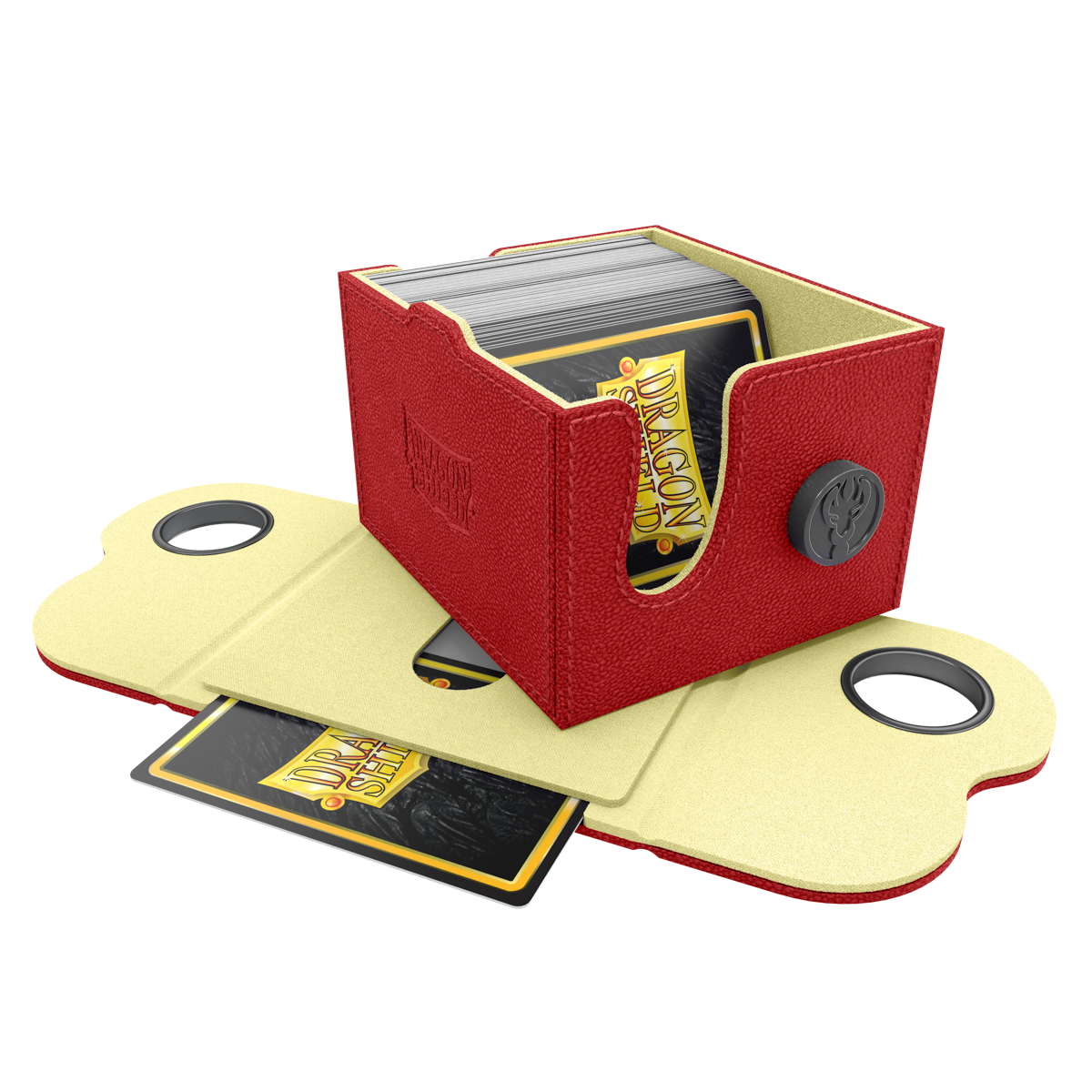 A Red & Lemon Dragon Box 150+ Deck Box. Brand: Dragon Shield, Item: Dragon Box 150+ Red & Lemon.