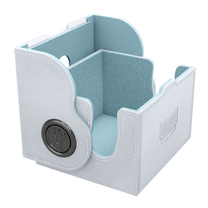 A White & Aqua Dragon Box 150+ Deck Box. Brand: Dragon Shield, Item: Dragon Box 150+ White & Aqua.