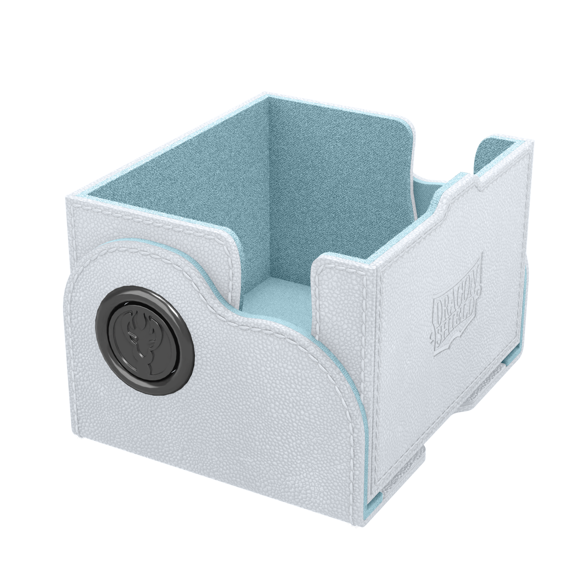 A White & Aqua Dragon Box 150+ Deck Box. Brand: Dragon Shield, Item: Dragon Box 150+ White & Aqua.