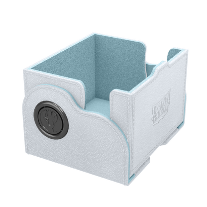 A White & Aqua Dragon Box 150+ Deck Box. Brand: Dragon Shield, Item: Dragon Box 150+ White & Aqua.