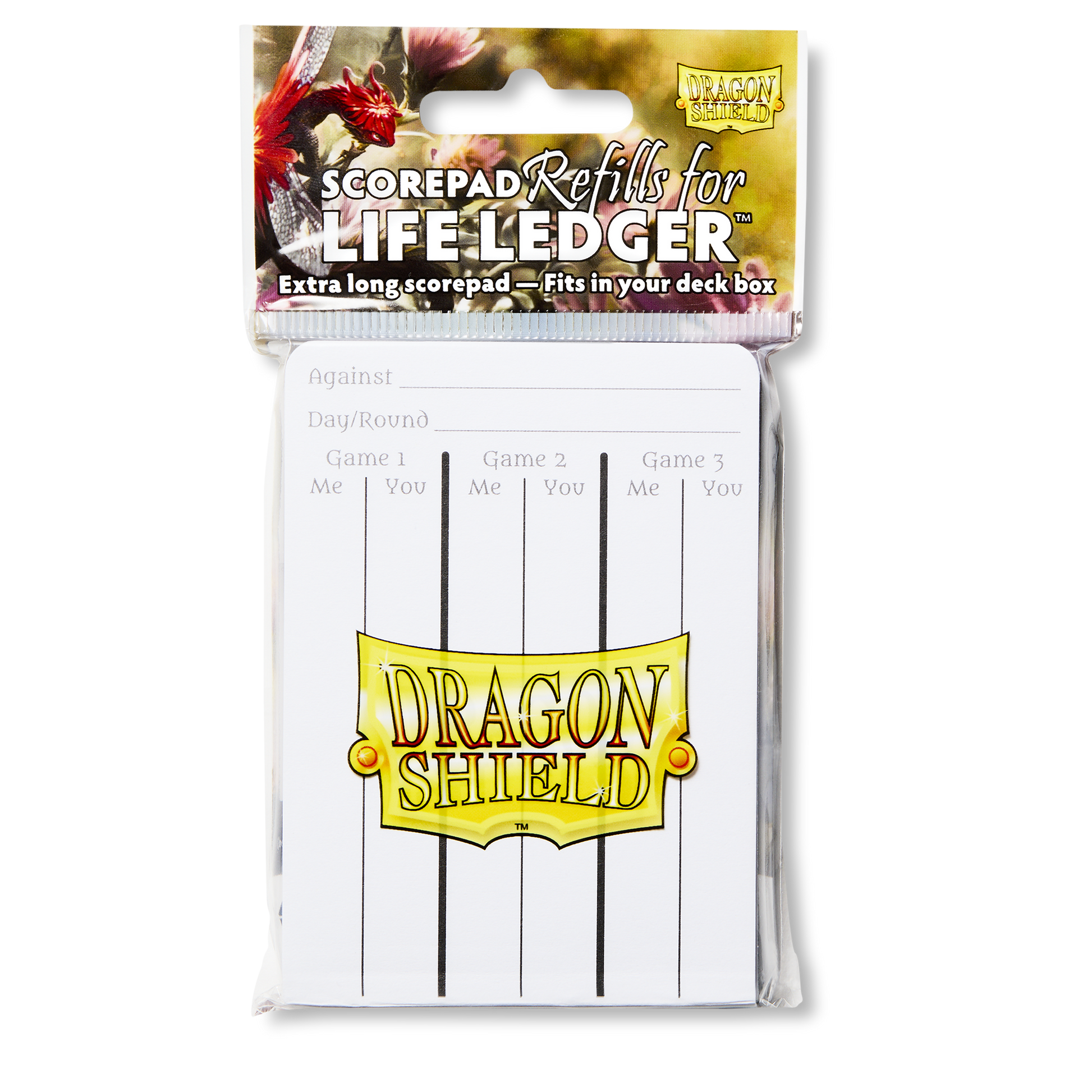 A white scorepad refill for Dragon Shield Life Ledger. Brand: Dragon Shield, Item: Life Ledger Refills.