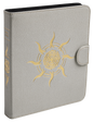 A light grey Spell Codex by Dragon Shield with a golden sun emblem. Brand: Dragon Shield (Dev), Item: Spell Codex - Ashen White.
