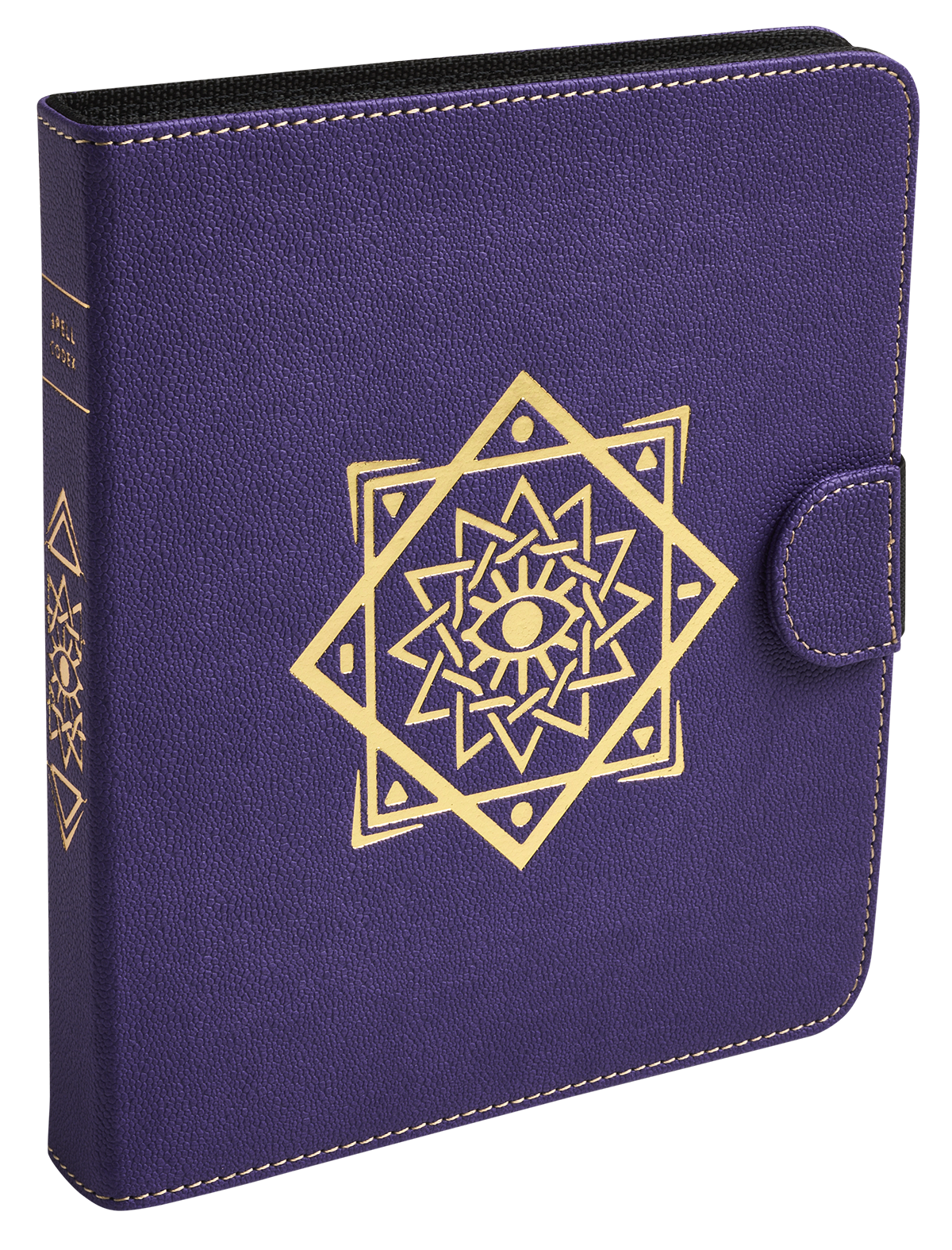 A purple Spell Codex deck box with a gold arcane star symbol. Brand: Dragon Shield (Dev), Item: Spell Codex - Arcane Purple.