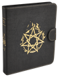 A black Spell Codex with a gold pentagram design. Brand: Dragon Shield (Dev), Item: Spell Codex - Iron Grey.