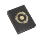 A black Dragon Shield Dice Companion with a gold dragon ouroboros and d20 symbol. Brand: Dragon Shield (Dev), Item: Dice Companion - Iron Grey.