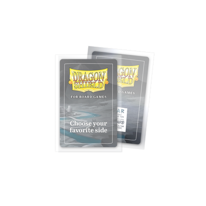A clear/non-glare Dragon Shield board game sleeve. Brand: Dragon Shield, Item: American Mini - Clear/Non-Glare - Board Game Sleeves.