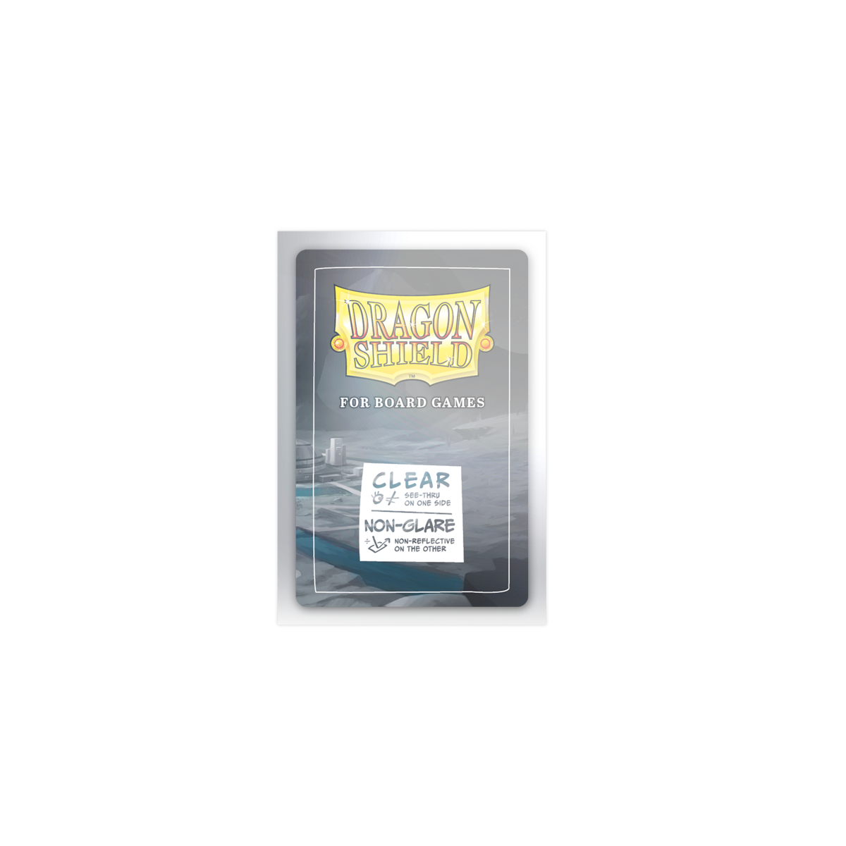 A Clear/Non-Glare Dragon Shield Board Game Sleeve. Brand: Dragon Shield, Item: American Mini - Clear/Non-Glare - Board Game Sleeves.