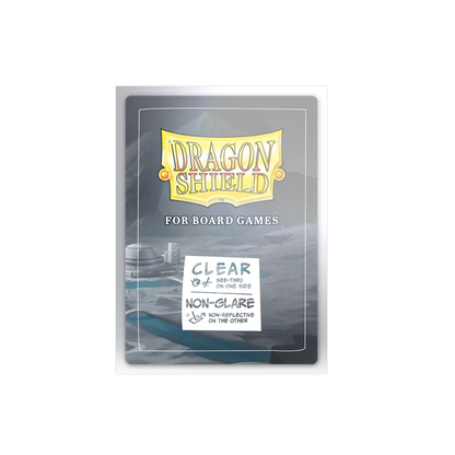 A Clear/Non-Glare Dragon Shield Board Game Sleeve. Brand: Dragon Shield, Item: Common Standard Sleeves.