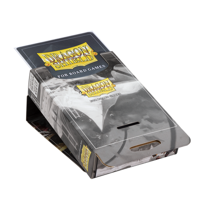 A clear/non-glare Dragon Shield deck box for board games.