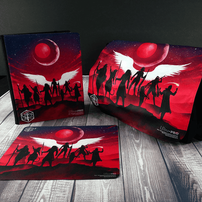 A red and black Critical Role Live Show 9-Pocket Sublimated Binder. Brand: Ultra-PRO, Item: Critical Role Live Show 9-Pocket Sublimated Binder.