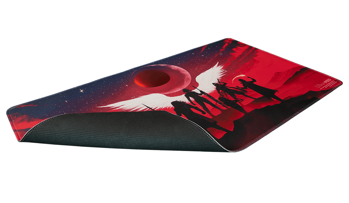 A red and black Critical Role Live Show Stitched Edge Playmat with Spot Foil. Brand: Ultra PRO, Item: Critical Role Live Show Stitched Edge Playmat with Spot Foil.