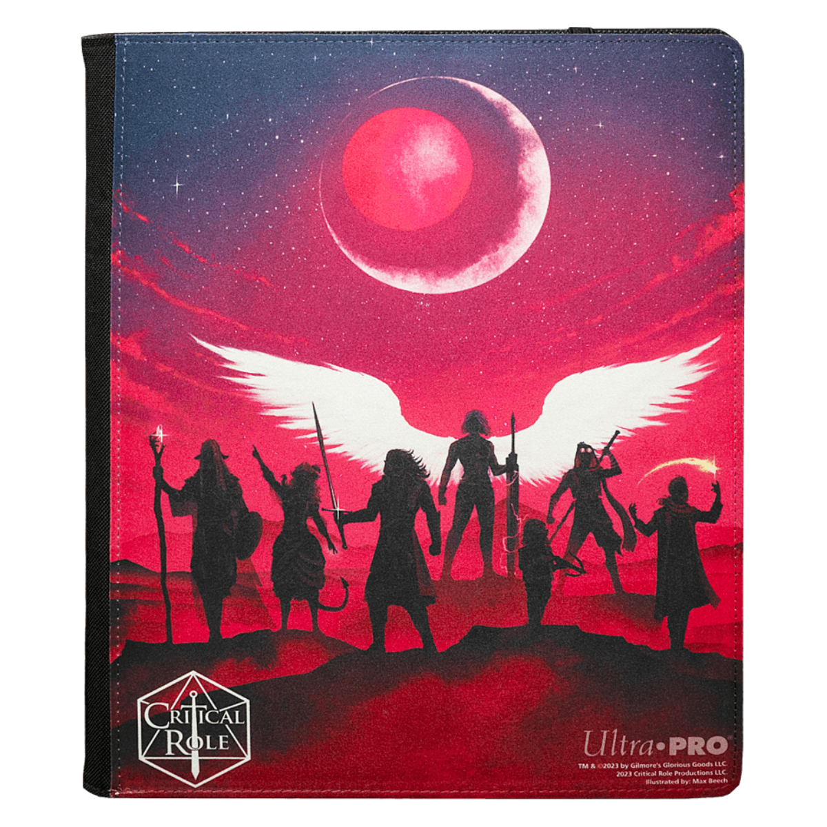 A red and blue Critical Role Live Show 9-Pocket Sublimated Binder. Brand: Ultra PRO, Item: Critical Role Live Show 9-Pocket Sublimated Binder.