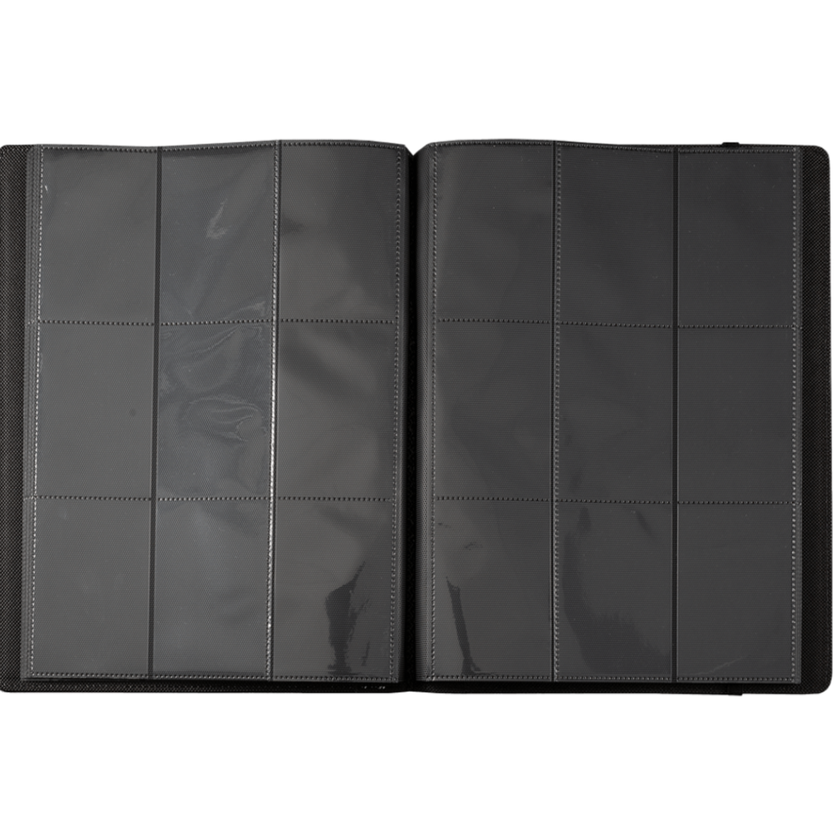 A black 9-pocket binder for trading cards. Brand: Critical Role, Item: Live Show 9-Pocket Sublimated Binder.