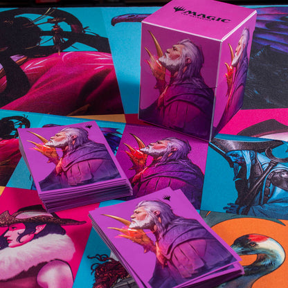 A Magic: The Gathering Commander Masters Pop Collage 8ft Table Playmat featuring artwork from the game.