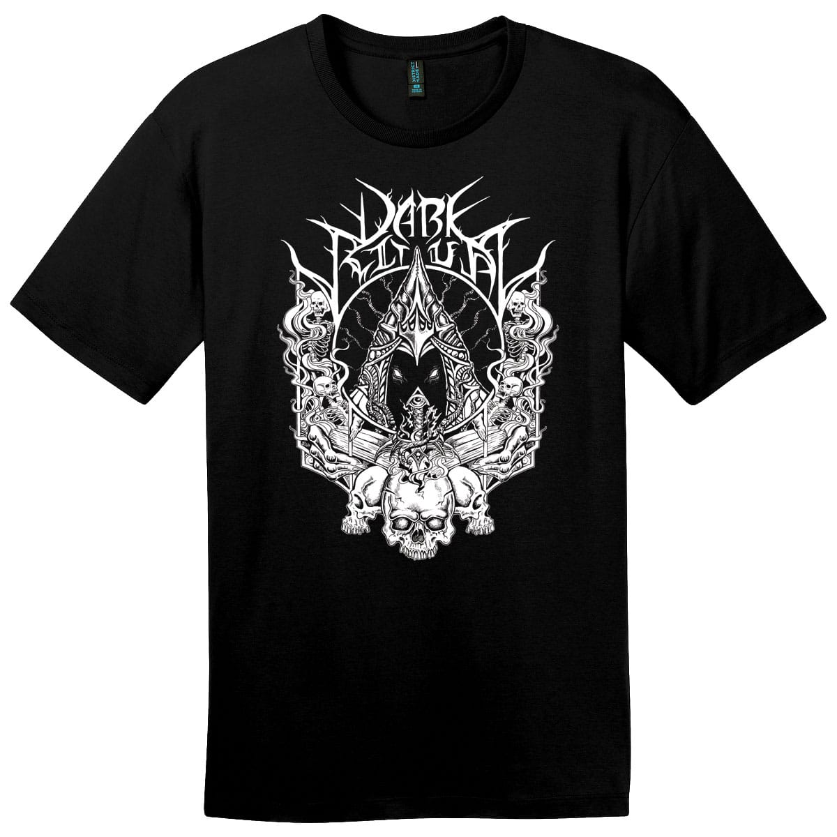 A black short-sleeve t-shirt featuring the "Dark Ritual" Magic: The Gathering artwork. Brand: Legion Supplies, Item: Dark Ritual T-Shirt for Magic: The Gathering