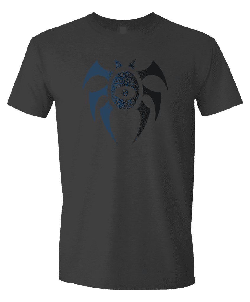 A dark grey Guild Symbol Dimir Unisex T-shirt. Brand: MTG PRO Shop, Item: Guild Symbol Dimir Unisex T-shirt for Magic: The Gathering