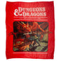 A red Dungeons and Dragons plush throw blanket. Brand: MTG PRO Shop, Item: Dungeons and Dragons Red Box Plush Throw.