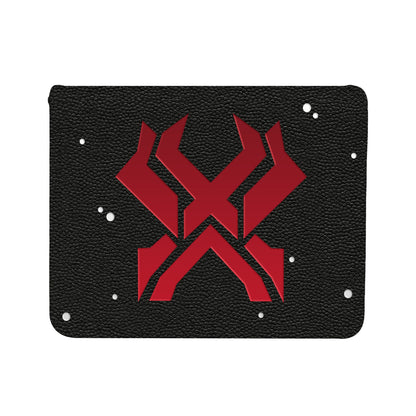 A black textured deck box with a red geometric emblem. Brand: Unknown, Item: Edge of Eternities Kavaron, Memorial World ALCOVE Edge DECK BOX for Magic: The Gathering