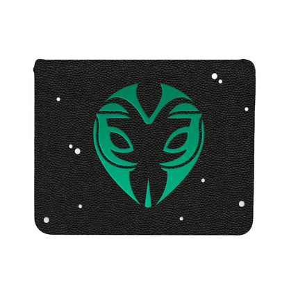A black textured deck box with a green tribal mask design. Brand: Unknown, Item: Edge of Eternities Evendo, Waking Haven ALCOVE® Edge DECK BOX® for Magic: The Gathering