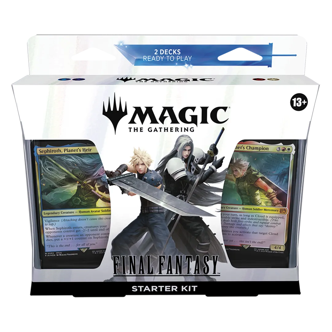 A sealed Magic: The Gathering box featuring Final Fantasy art. Publisher: Magic: The Gathering, Game: Magic: The Gathering, Set: Final Fantasy Starter Kit
